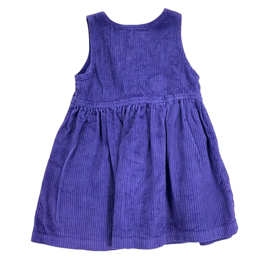Vintage Gymboree Purple Corduroy Jumper Dress Girls Size L Large Floral Retro